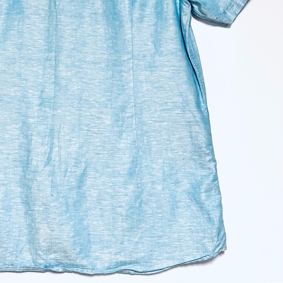 Ted Baker Mens Shirt Linen Blend Button Down Iridescent Blue Large Beach Preppy - Picture 4 of 13